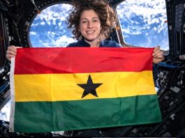American Astronaut Christina Koch Waves Ghana Flag in Space Ahead of Historic Artemis II Mission