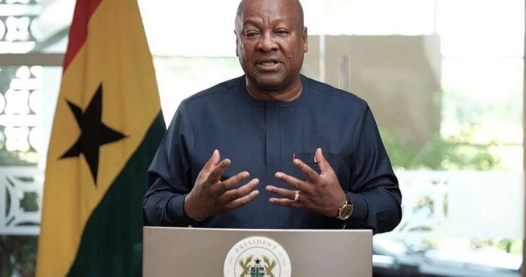 President John Dramani Mahama announces proposed housing finance allocation in Ghana.